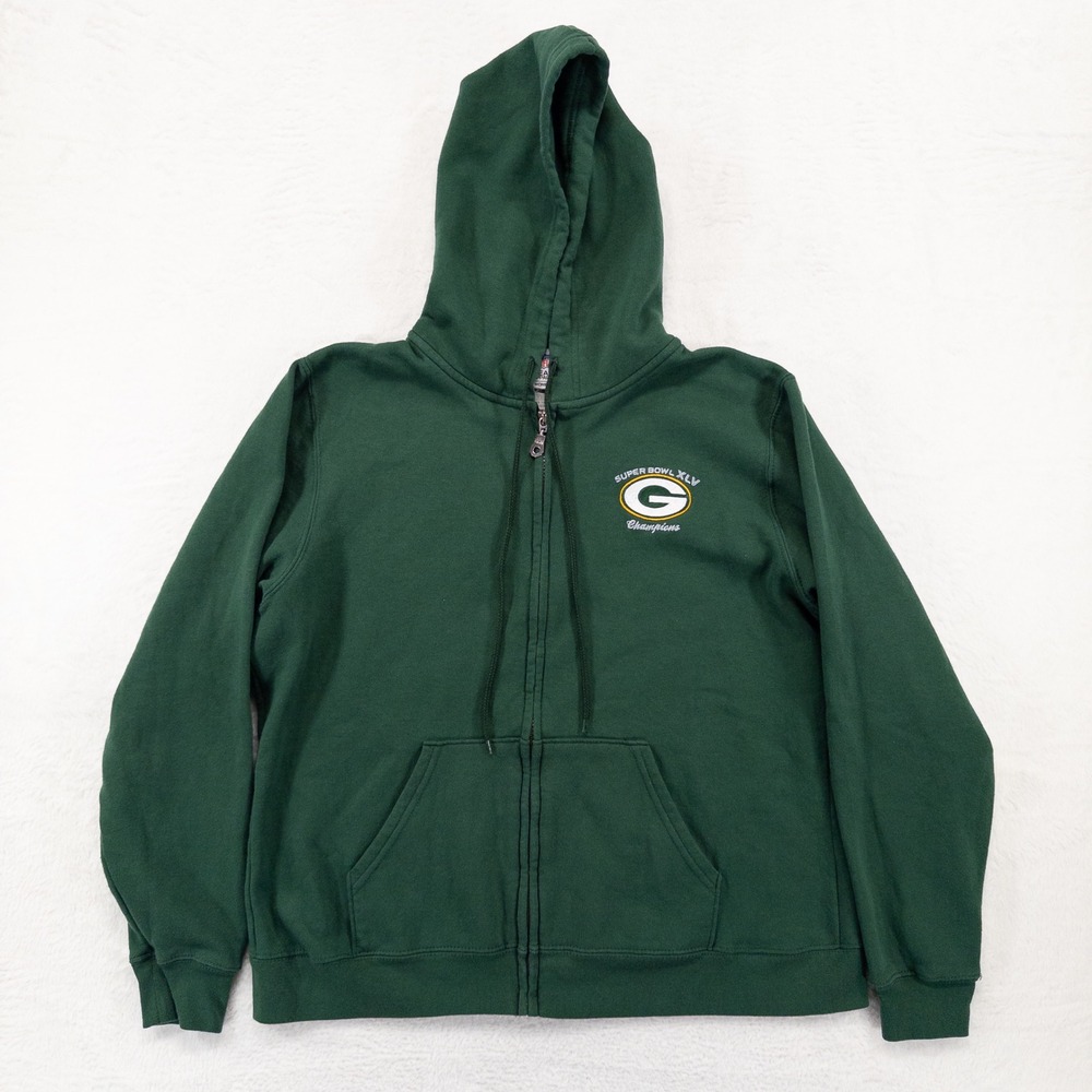 NFL Team Apparel Womens Hoodie Large Green Bay Packers Super Bowl XLV Champions
